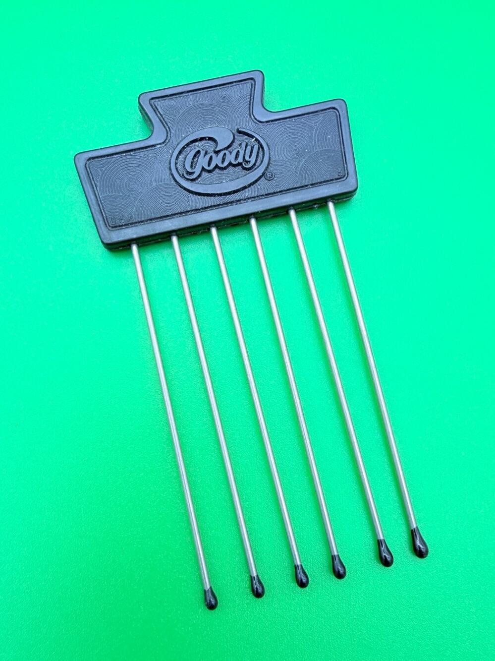 Afro Pick Vintage Goody Black Plastic Metal Teeth Hair Comb 1970s Barber Tool